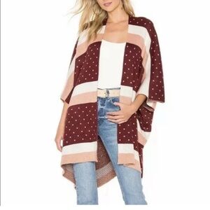 House of Harlow 1960 Revolve Knit Poncho Open Front Dolman XS S Striped Boho